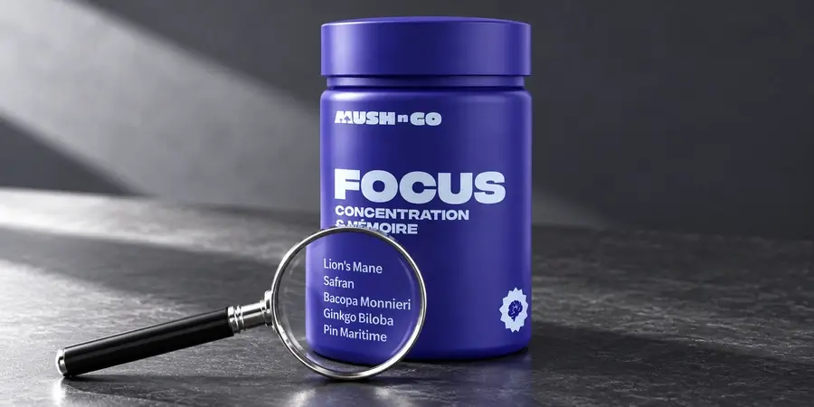 Opakowanie Focus marki Mush n Go obok lupy nad etykietą